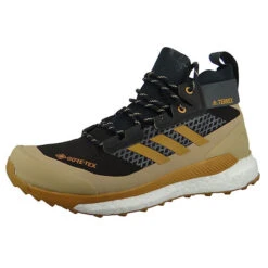 ADIDAS PERFORMANCE Herren Trekkingschuhe Halbschuhe Wanderschuhe Terrex Free Hiker GTX GW8697 Schwarz Core Black Mesa Beige Textil/Synthetik Mit Traxion Außensohle Mit Continental Gummi & Boost Zwischensohle Schnürs - Schwarz