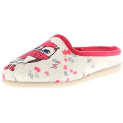 Damen Hausschuhe Pantoletten Pantoffeln Eule Beige/rosa/mehrfarbig - Mehrfarbig