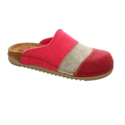 Fischer Damen Hausschuhe Slipper Sarah Hausschuh Gemütlich Puschen Textil Gestreift Hausschuhe - Pink -Schuhgeschäft 28524406 06