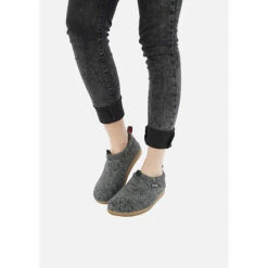 Giesswein Damen Hüttenschuhe Geschlossene Hausschuhe - Grau -Schuhgeschäft 7274302 09